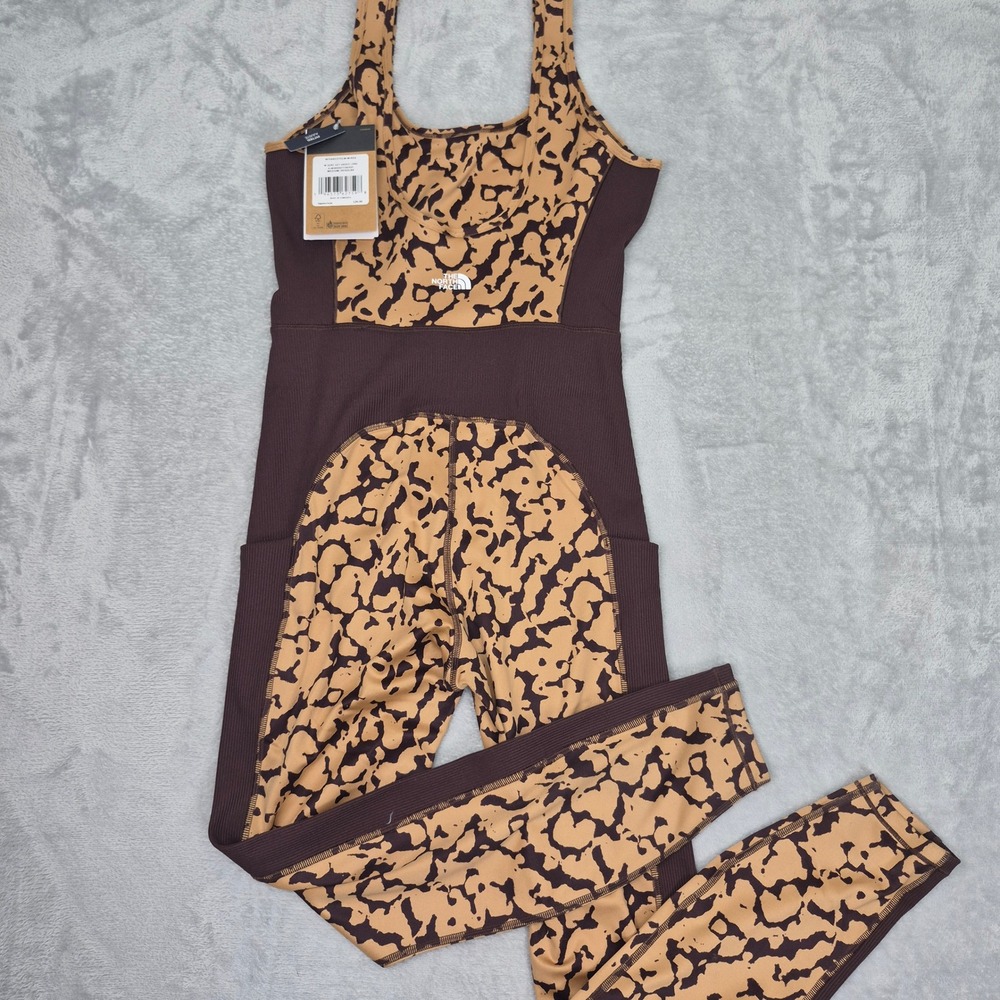The North Face Dune Sky Athletic Long Almond Butter Leopard Brown Jumper Women M